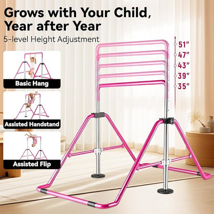Kids Gymnastics Bar Gymnastic Equipment for Home Adjustable Height Gymnastic Training Bar Gymnastic Stuff for 3-7 Years Old Girls