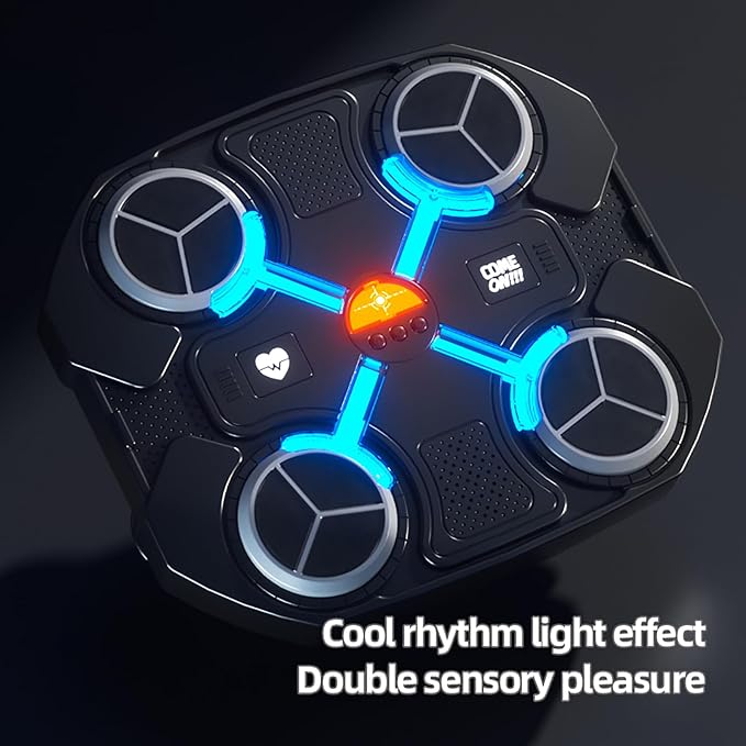 Kids Music Punching Ball - Smart Wall Mounted Boxing Trainer with LED Lights & Music Games, Fun Home Fitness Equipment for Children, Ideal Gift for Active Kids (Black)