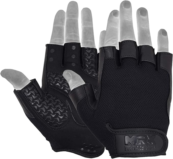Weightlifting Gloves Leather Palm Grip Half Finger Body Building Gym Glove for Exercise Training Fitness Workout Men Women Lifts Made Spandex Materials, Including Genuine Amara Leather