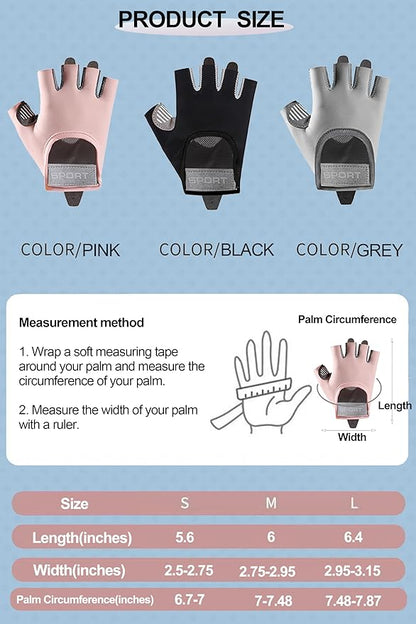 Fingerless Cycling Gloves Women Anti-Slip Shockproof Mesh Lightweight Workout Gloves Gym Exercise Fitness Rowing