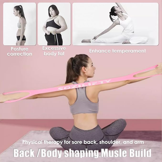 Figure 8 Resistance Band (Upgraded),Elastic Band, Stretch Bands, with Storage Bag, for Arm,Shoulder, Back,Leg Stretching Workout, Portable Home Office Elastic Ropes for Yoga, Pilates