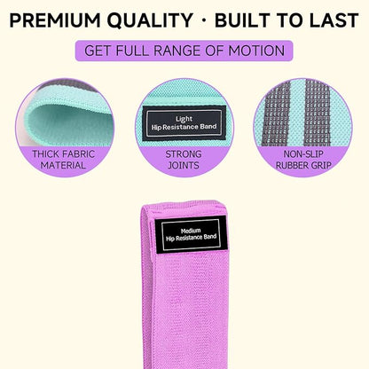 Resistance Bands, Fabric Workout Bands for Women & Men, Cloth Booty Resistance Loop Bands, Thick Squat Bands for Home Fitness, Gym, Yoga, Pilates for Butt Legs Thigh Hip Glute