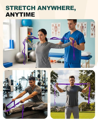 Trideer Stretching Strap for Physical Therapy & Home Rehab, Non-Elastic Yoga Strap for Stretching with Loops for Hamstring, Calf & Back Stretcher Mobility, Hip & Pilates