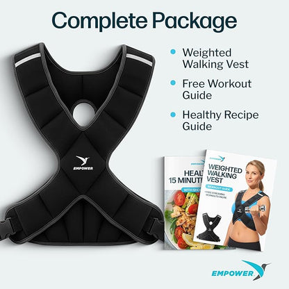 EMPOWER Weighted Vest for Women with Reflective Strips – Fixed 8lbs, Adjustable 4-10lbs (4 in1) or Adjustable10-16lbs (4 in 1), Strengthen Muscles, Boost Bone Health, and Burn More Calories for Workout - Rucking Vest