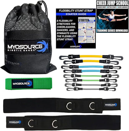 Cheer Kinetic Bands – Leg Resistance Bands for Cheerleaders | Improve Flexibility, Jumps, Stunts & Tumbling | 4-Level Resistance System with 12 Stunt Strap Colors + Digital Training Downloads