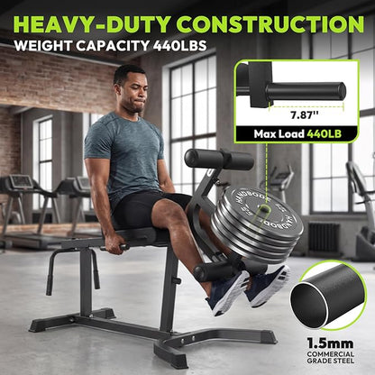 Leg Extension and Curl Machine, Adjustable Leg Curl Machine with Weight Plates Set, Seated Leg Extension and Lying Curl Machine for Lower Body Workouts, Leg Workout Equipment for Home Gym