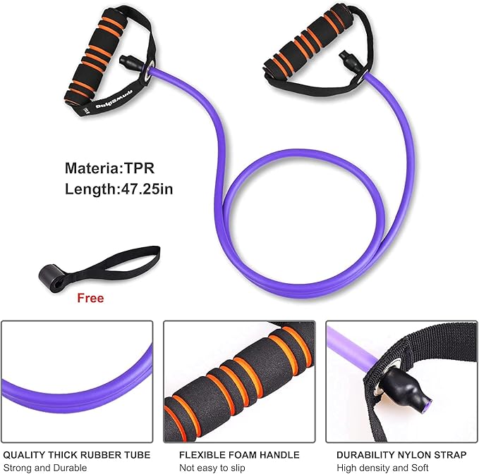 Resistance Exercise Band with Handles, Workout Band Weight Band for Physical Therapy,Strength Training Home Gym Fitness,with Door Anchor & Storage Bag.