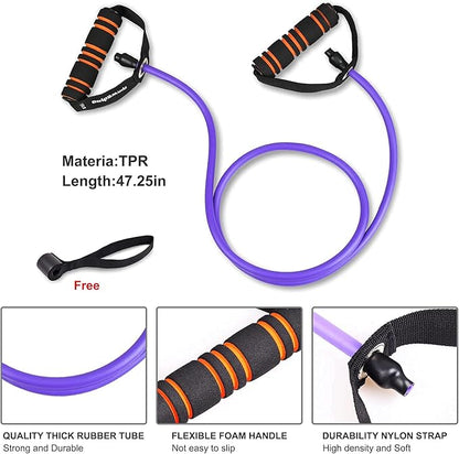 Resistance Exercise Band with Handles, Workout Band Weight Band for Physical Therapy,Strength Training Home Gym Fitness,with Door Anchor & Storage Bag.