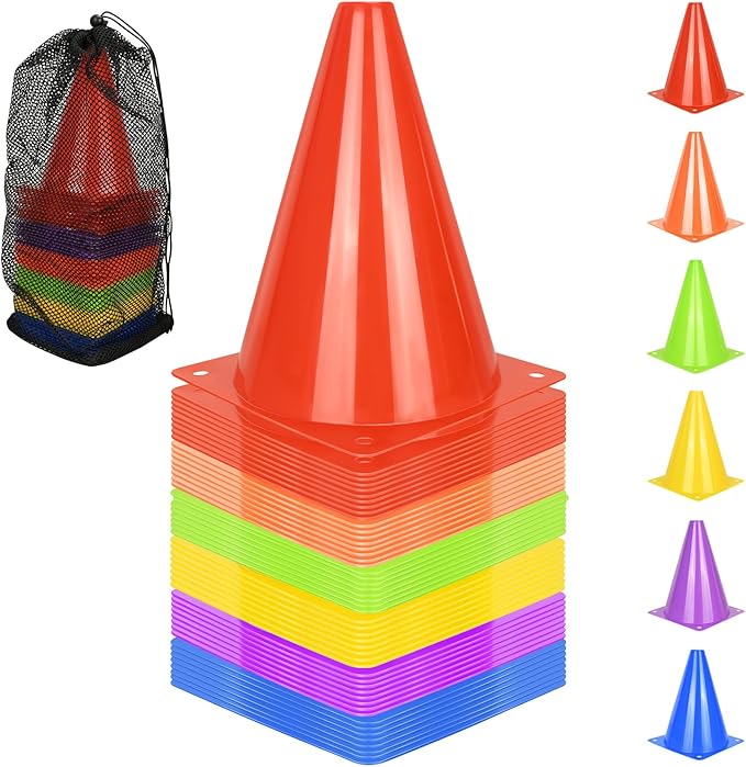 12/24/50pcs Soccer Cones, 7" Soccer Cones, Plastic Traffic Cones, Training Cones for Basketball Football Skating Drills Practice