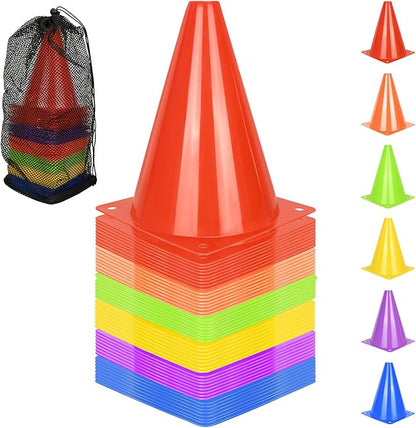 12/24/50pcs Soccer Cones, 7" Soccer Cones, Plastic Traffic Cones, Training Cones for Basketball Football Skating Drills Practice