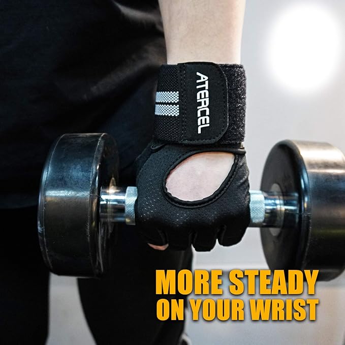 ATERCEL Weight Lifting Gloves Breathable Workout Gloves with Wrist Support for Gym, Exercise, Pull ups, Super Lightweight for Mens and Women, Full Palm Protection