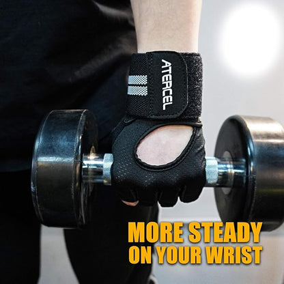 ATERCEL Weight Lifting Gloves Breathable Workout Gloves with Wrist Support for Gym, Exercise, Pull ups, Super Lightweight for Mens and Women, Full Palm Protection