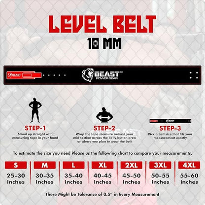 Beast Power Gear Weight Lifting Belt Lever Buckle 10MM 13MM Thick & 4 Inches Free Strap Weightlifting, Powerlifting, Deadlifts, Squats Men Women