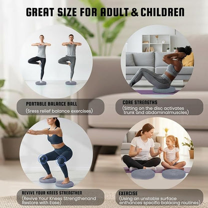 Wobble Cushion Core Balance Disc, Wiggle Seat for Sensory Kids to Stay Focused, Non-slip Balance Pads with Inflation Pump for Physical Therapy & Core Strength