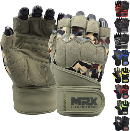MRX Weightlifting Gloves for Men Workout Gloves Mens Wrist Support Lifting Gloves Male Gym Gloves | Workout Gym Accessories for Men Weight Lifting Fingerless Gym Exercise for Powerlifting