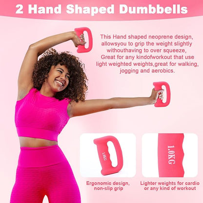 Poen 10 Pcs Pilates Ring Set Include 2.2lb *2 Dumbbells 10" Yoga Exercise Ball 12" Pilates Ring 5-40lb Resistance Bands Elastic Band and Drawstring Backpack Set for Women Home Workouts