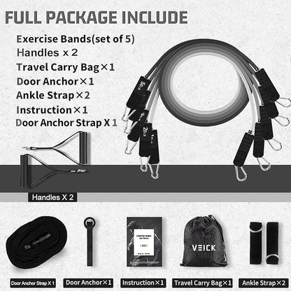 VEICK Resistance Bands, Exercise Bands, Workout Bands, Resistance Bands for Working Out with Handles for Men and Women, Exercising Bands for Fitness Weights Work Out at Home
