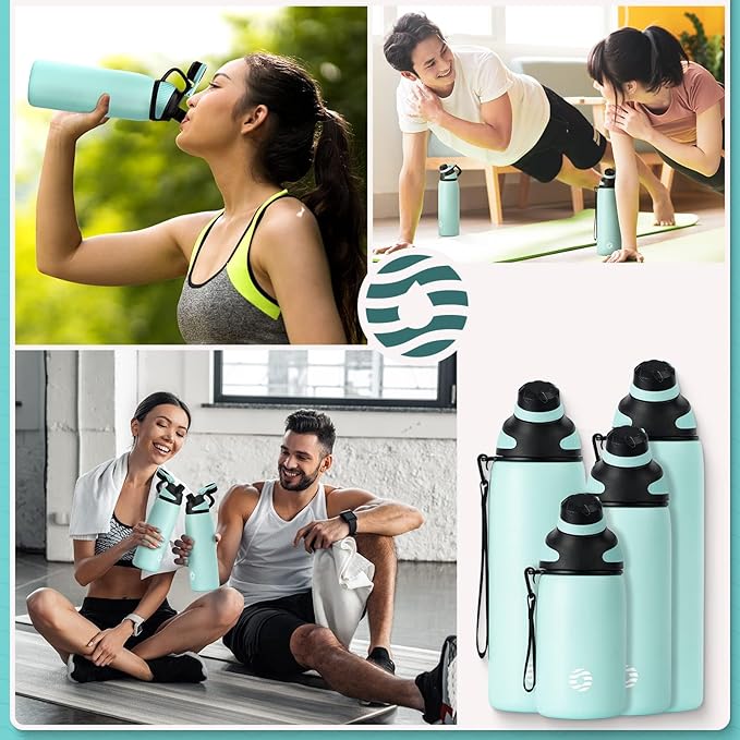 Fjbottle Insulated Stainless Steel Water Bottle, 20 Oz Leakproof Water Bottles, Ice Reusable Tumbler, Double Wall Vacuum Jug, Lightweight Durable for Traveling & Sports, Workout, 20oz