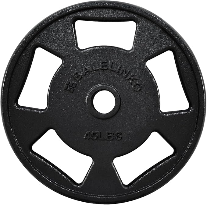 Balelinko Cast Iron 2-Inch Olympic Grip Plate Weight Plate for Strength Training, Weightlifting and Crossfit