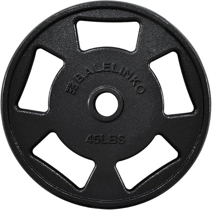 Balelinko Cast Iron 2-Inch Olympic Grip Plate Weight Plate for Strength Training, Weightlifting and Crossfit
