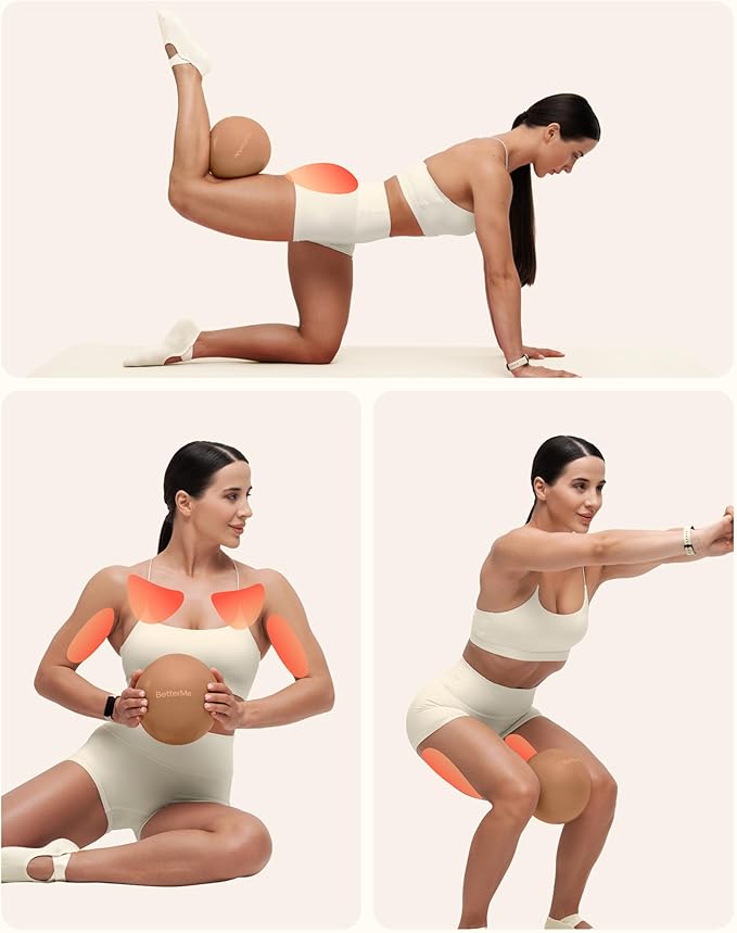 BetterMe Soft Pilates Ball – 8 Inch Mini Exercise Ball for Pilates, Yoga & Core Training – Small Stability Ball for Women – Portable Workout Tool