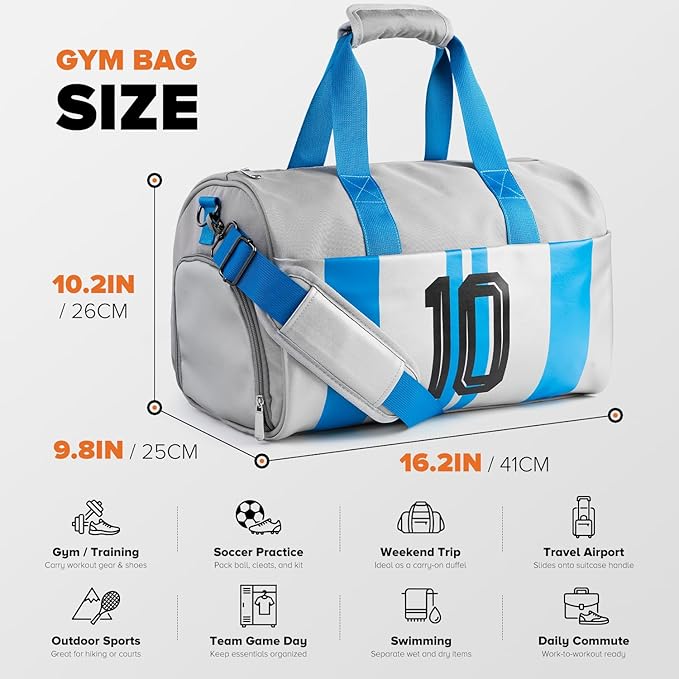 Gym Bag for Men Women, Carry On Sports Duffel Bag for Travel, Soccer Gear Bag with Shoe Compartment