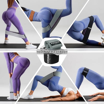 Resistance Bands Set, Exercise Bands with Non-Slip Design for Hips & Glutes, 3 Levels Workout Bands for Women and Men, Booty Bands for Home Fitness, Yoga, Pilates