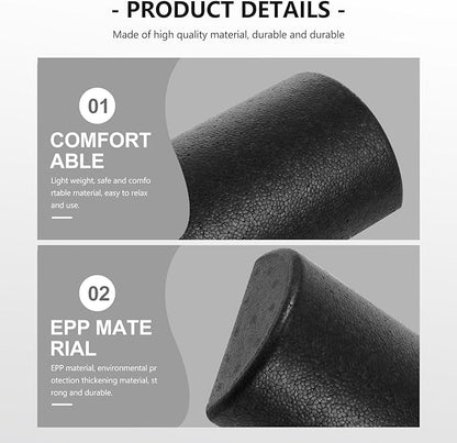 Epp Half-Round Yoga Roller Foam Massage Stick for Muscle, Black 30cm, Fitness Roller for Neck, Arm, Leg Massage and Exercise Therapy