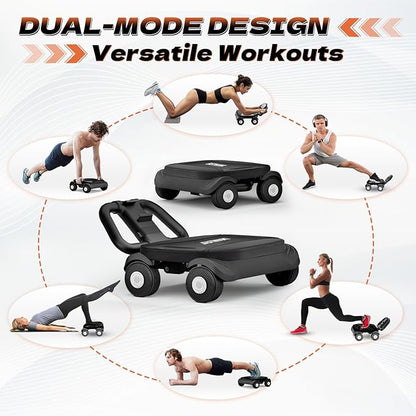 EAST MOUNT Ab Roller Wheel - Ab Roller with Elbow Support for Core Workout Belly Fat Automatic Rebound Abdominal Wheel for Women Men Home Gym Equipment