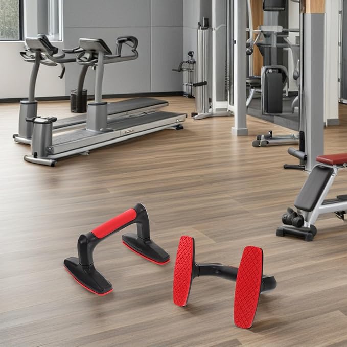 2pcs Red Plastic Push-up Handles Parallette Bars Non-slip Push-up Stands for Home Workout Calisthenics Fitness Chest Muscle Training Equipment