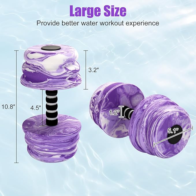 Aquatic Exercise Dumbbells, Water Dumbbells, 2PCS Foam Barbells for Men Women Water Workouts