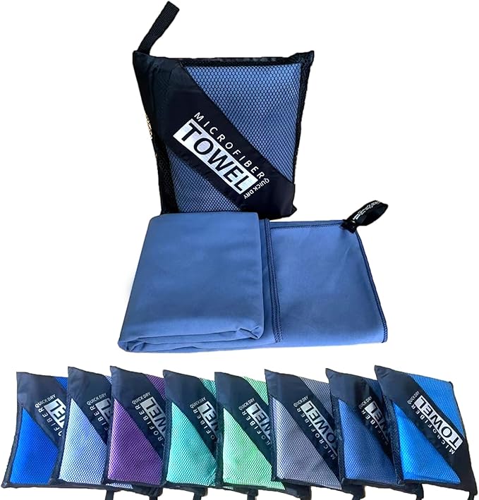 Reusable Quick Dry Beach Towels,Microfiber Travel Towel,Compressed Lightweight Bath Towel for Beach Hiking Gym Yoga Travel Sports Swimming Camping(Navy Blue, 16"*32")