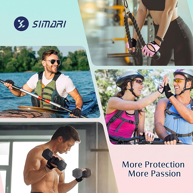 SIMARI Workout Gloves for Women Men with Full Palm Protection, Strong Grip, Cushion Impact, Breathable, Suitable for Gym Training, Kayaking, Weight Lifting, Exercise, Fitness, Cycling