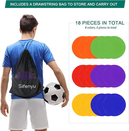 4Inch 9 Inch Poly Spot Markers for Gym Floor Poly Spots, 12/18/24/36 Pcs Round Non-Slip Rubber Floor Dots Agility Markers Flat Cones for Sports Soccer PE Training, Dance, Classroom Activities