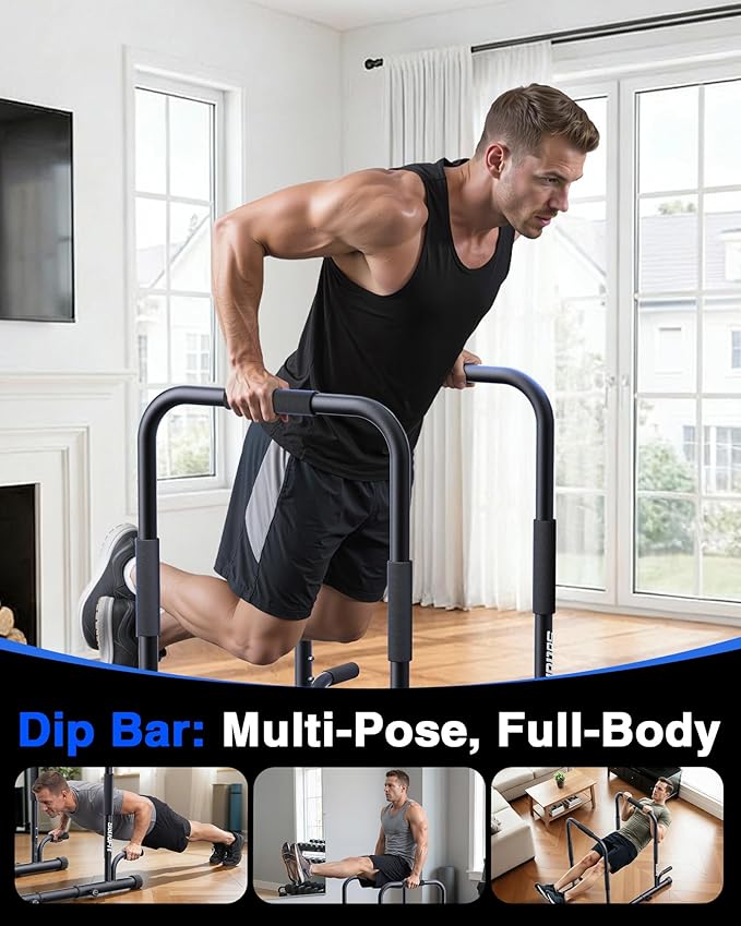 2026 Upgrade Adjustable 2-in-1 Dip Bar Station & Push Up Bars for Home Gym Calisthenics Equipment Parallel Bars with 420LB Stable Design, Functional Heavy Dip Stand,Black