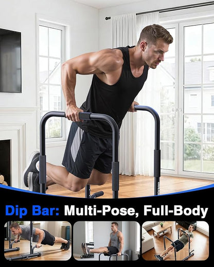2026 Upgrade Adjustable 2-in-1 Dip Bar Station & Push Up Bars for Home Gym Calisthenics Equipment Parallel Bars with 420LB Stable Design, Functional Heavy Dip Stand,Black