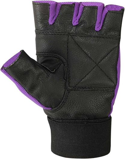 MRX Weight Lifting Leather Gloves Gym Fitness Training Glove with Long Wrist Strap
