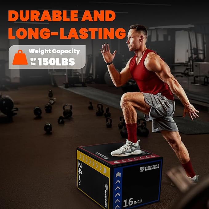 Fitvids 10LB Foam Plyo Jumping Exercise Box, 16”x20”x24” plyometric Workout box for Home Gym Workout, High Density Foam Core, Non-Slip Surface, Suitable for Box Jumps, Step-Up, Box Squat, Fitness Training, Multi-color