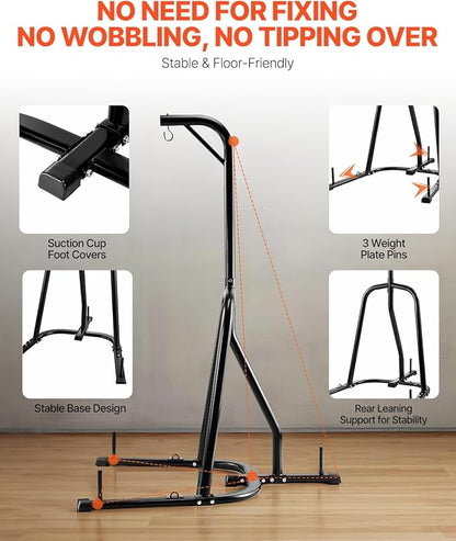 VEVOR 2 in 1 Punching Bag Stand, Steel Heavy Duty Workout Equipment,Freestanding Sandbag Rack,for Home Gym Fitness