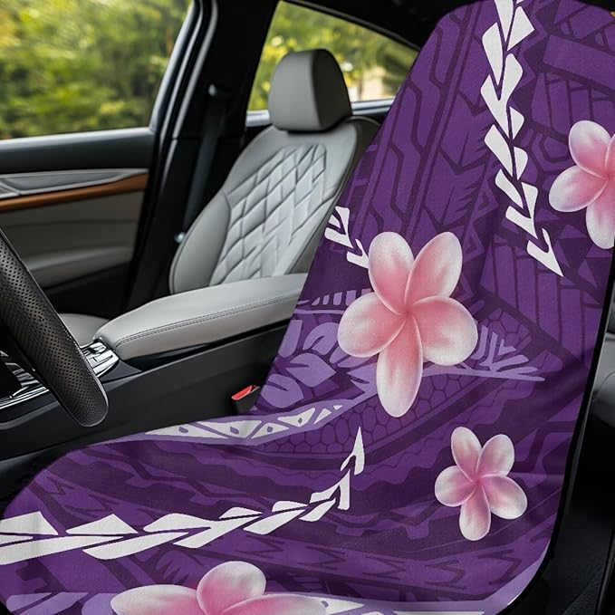 Bulopur Polynesia Tropical Car Seat Towel Cover After Gym Workout Running Swimming Frangipani Water Absorbent Sweatproof Car Seat Cover Towel Blanket Automotive Accessories for Girly Women