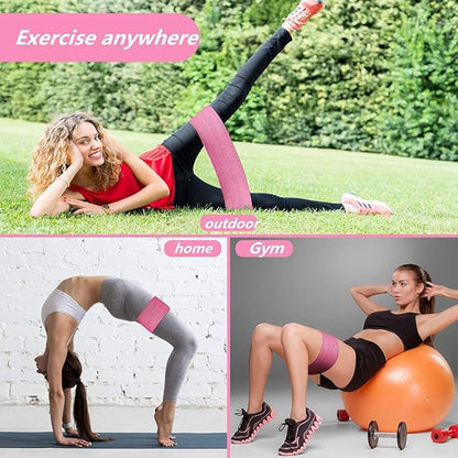 Resistance Bands Exercise Bands for Legs and Butt,Fabric Non Slip Hip Fitness Booty Workout Bands, Set of 8 Resistance with Door Anchor Legs Ankle Straps for Men Women Gym Home Fitness Yoga