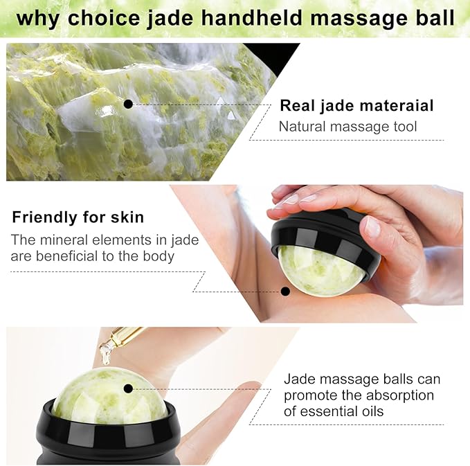 ideayard Cold Massage Roller Ball, Massage Stone Tool Jade Ball for Cold & Heat Relief Sore Muscles, Shoulders, Arms, Neck, Back, Feet, Body