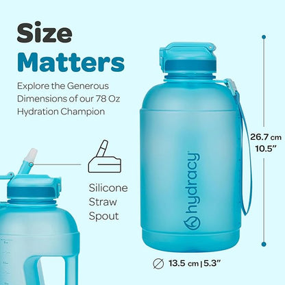 Hydracy Water Bottle with Time Marker -Large BPA Free Water Bottle & No Sweat Sleeve -Leak Proof Gym Bottle with Fruit Infuser Strainer & Times to Drink -Ideal for Fitness Sports & Outdoors