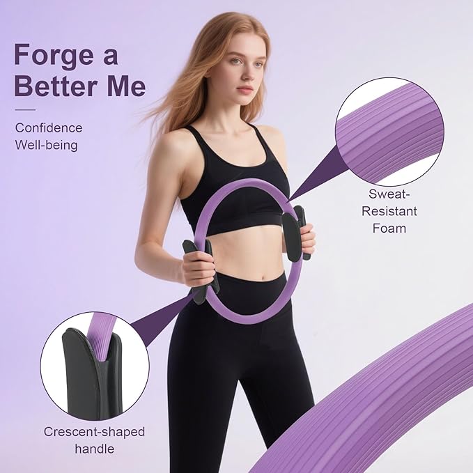 Pilates Essentials Kit-Home Pilates kit for Women with Pilates Ring and Ball,5 Resistance Bands for Beginners-Train Muscles, Flexibility & Core Strength
