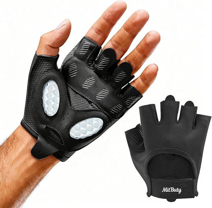 Workout Gloves for Men & Women – Fingerless Gym Gloves for Weight Lifting, Crossfit, Fitness, Exercise & Training with Silicone Grip Dots for Secure Hold & Palm Padding Protection