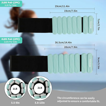 Ankle Weights for Women Men, Silicone Wrist Weights Set of 2 - Wearable Leg Weights/Arm Weights Ideal for for Home Gym Workout, Running, Yoga, Pilates, Barre, Exercise, Strength Training