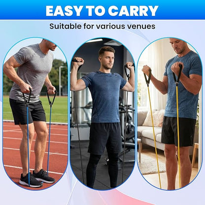 10 Pcs Resistance Bands with Handles Exercise Stretch Bands for Exercise Woman Man Training Physical Therapy Workouts Fitness