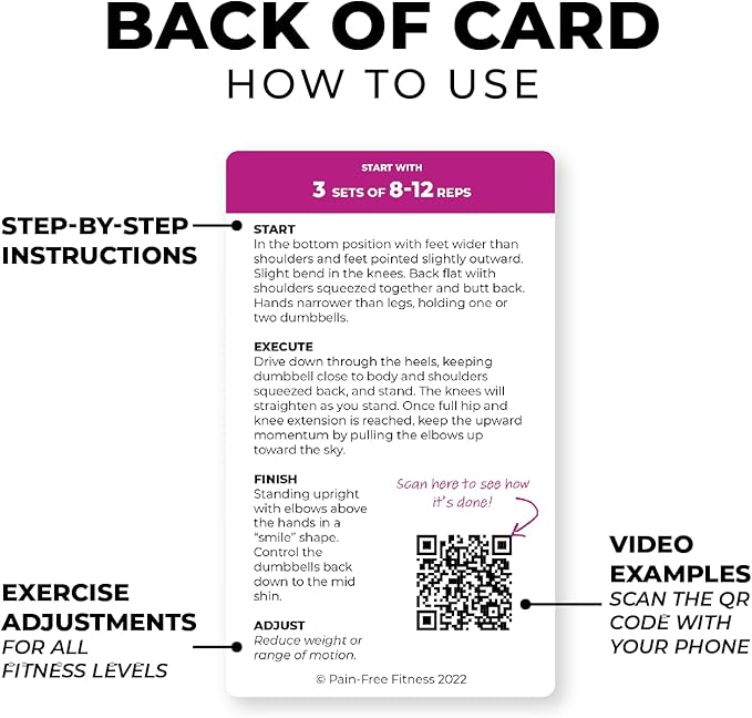 Exercise Flash Cards - Workout Cards Deck - Exercise Cards for Home Workouts Women & Men