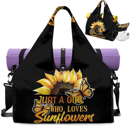 Gym Bag with Yoga Mat Holder Large Tote Bag With Multi Pockets for Women Men Dry Wet Separated Pocket Carryall Yoga Tote Bag for Pilates Travel Workout Office