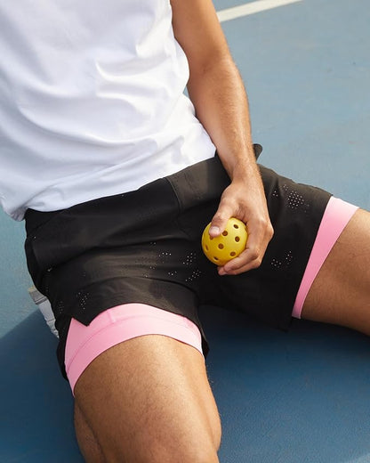 maamgic Mens Running Shorts with Compression Liner 5" Quick Dry Workout Shorts Anti-Chafe Gym Shorts 2 in 1 Athletic Shorts